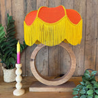 Peaches - Tangerine Hessian Petal Lampshade with Butterscotch Fringe
