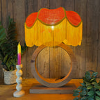 Peaches - Tangerine Hessian Petal Lampshade with Butterscotch Fringe