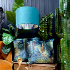 Emerald Enchanted Wood Silhouette Lampshade in Jade Green Velvet