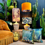 Hawk Moth Velvet Lampshade With Gold Lining