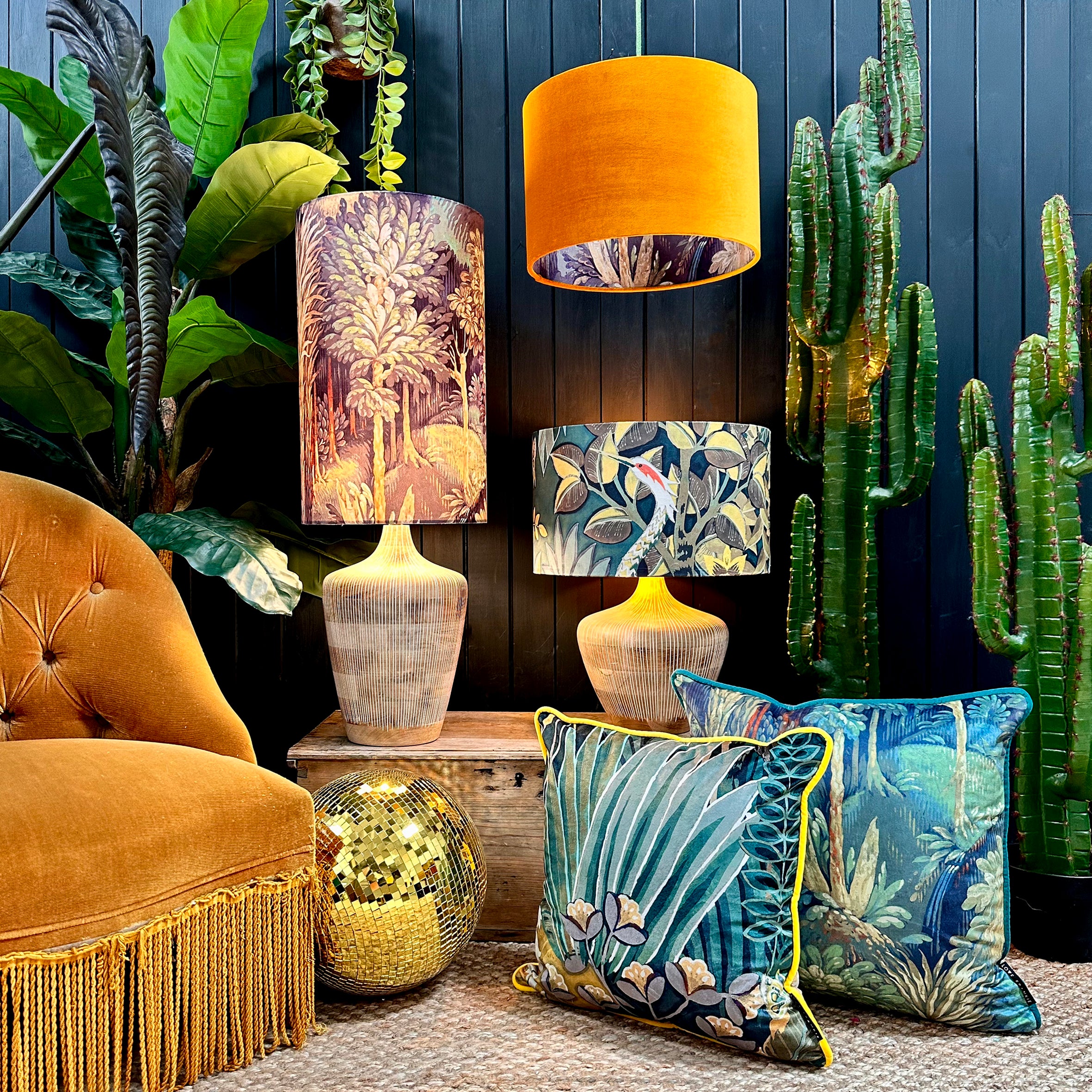 Cinnamon Enchanted Wood Velvet Tube Lampshade