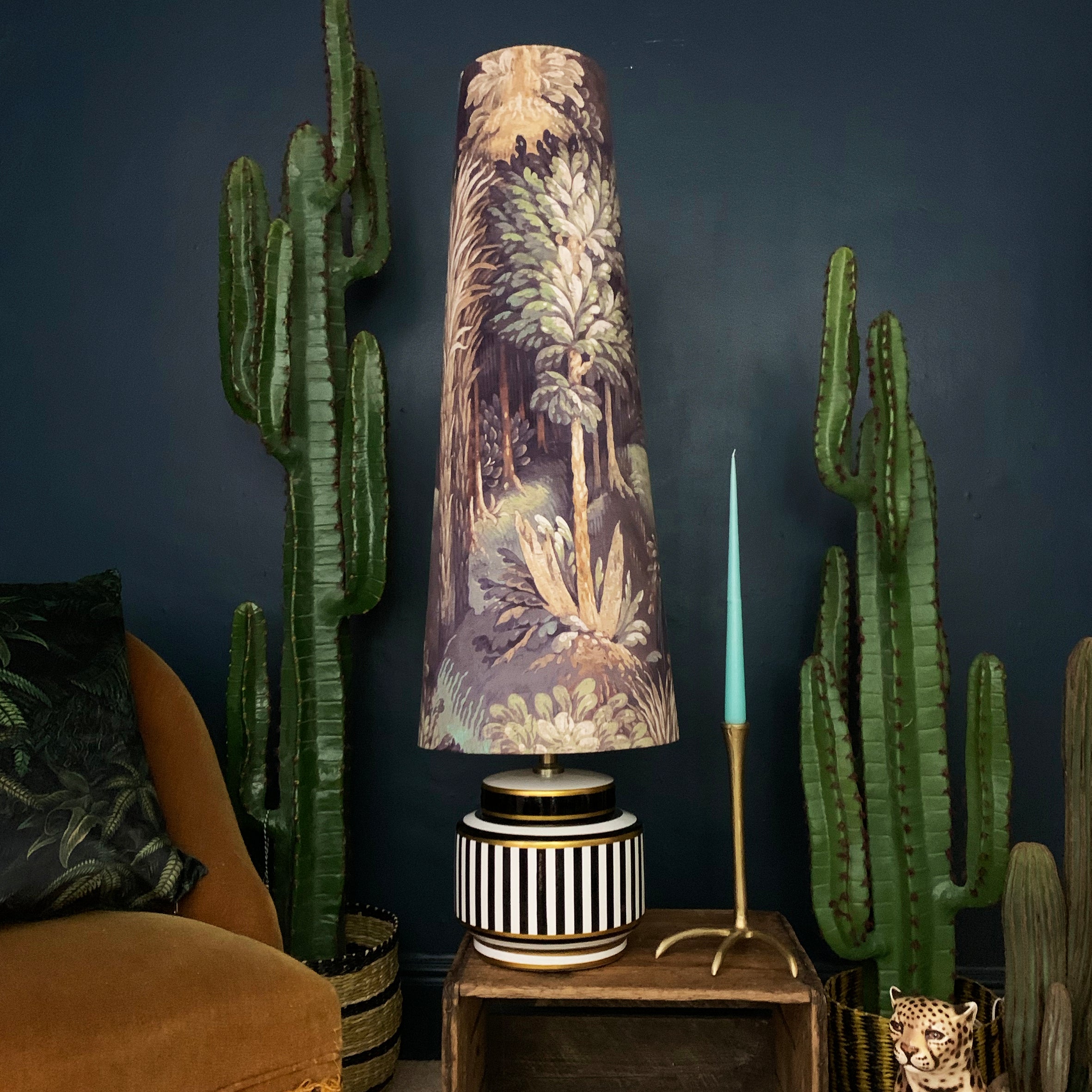 ENCHANTED WOODS VELVET KING & QUEEN OVERSIZED CONE LAMPSHADES IN CINAMMON