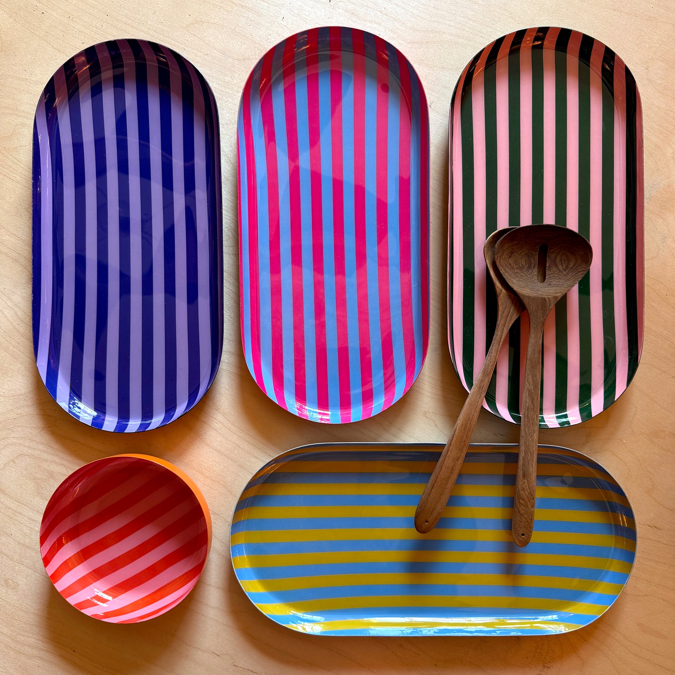 Large Stripy Oval Trays - 5 Colours Available