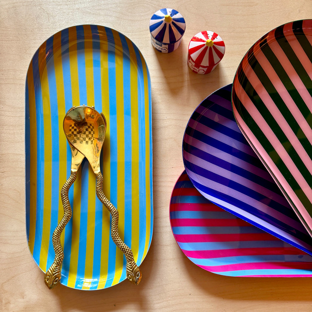 Large Stripy Oval Trays - 5 Colours Available