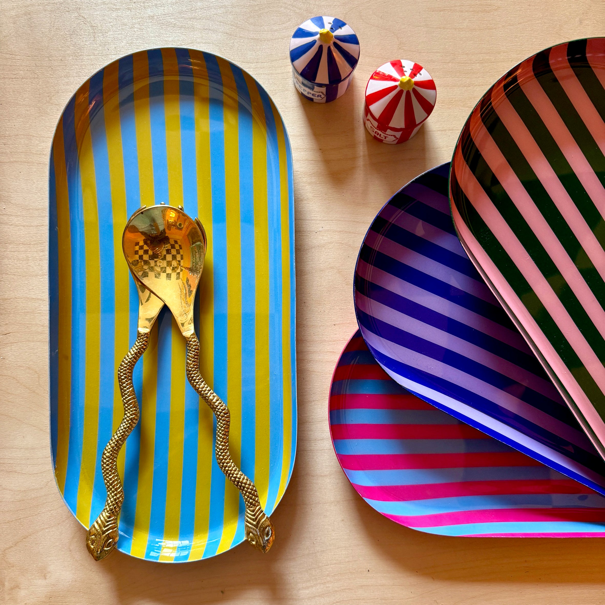 Large Stripy Oval Trays - 5 Colours Available
