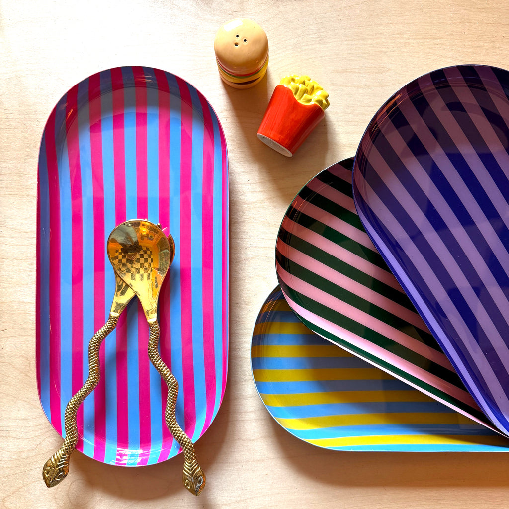 Large Stripy Oval Trays - 5 Colours Available