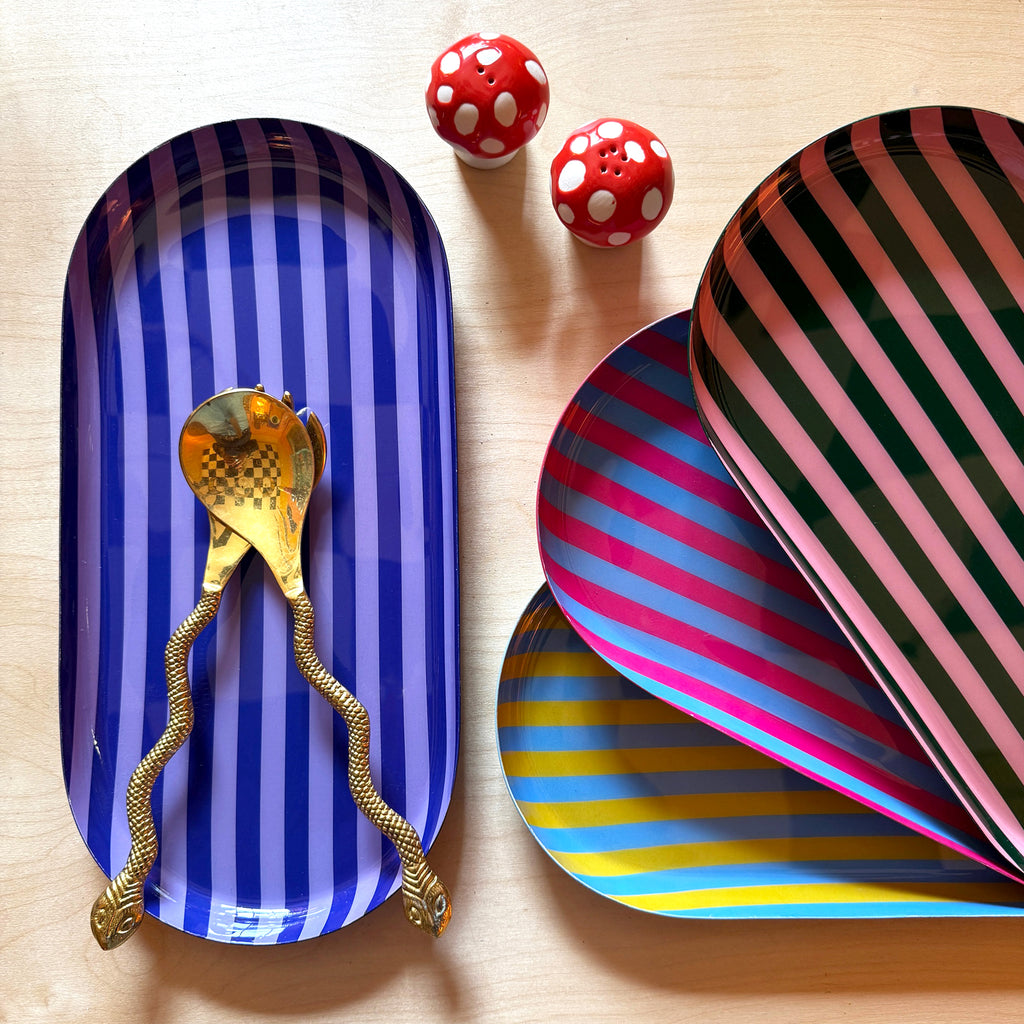 Large Stripy Oval Trays - 5 Colours Available
