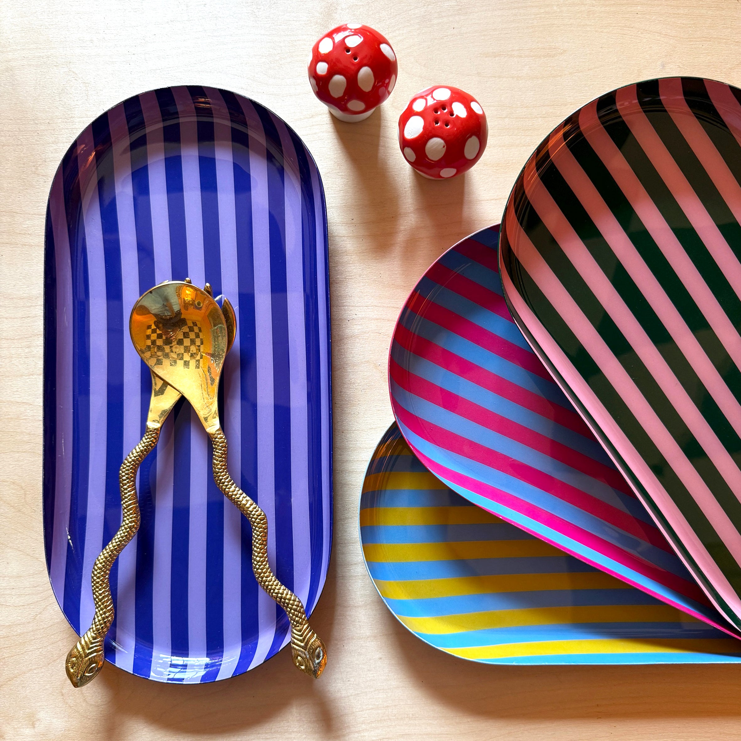 Large Stripy Oval Trays - 5 Colours Available