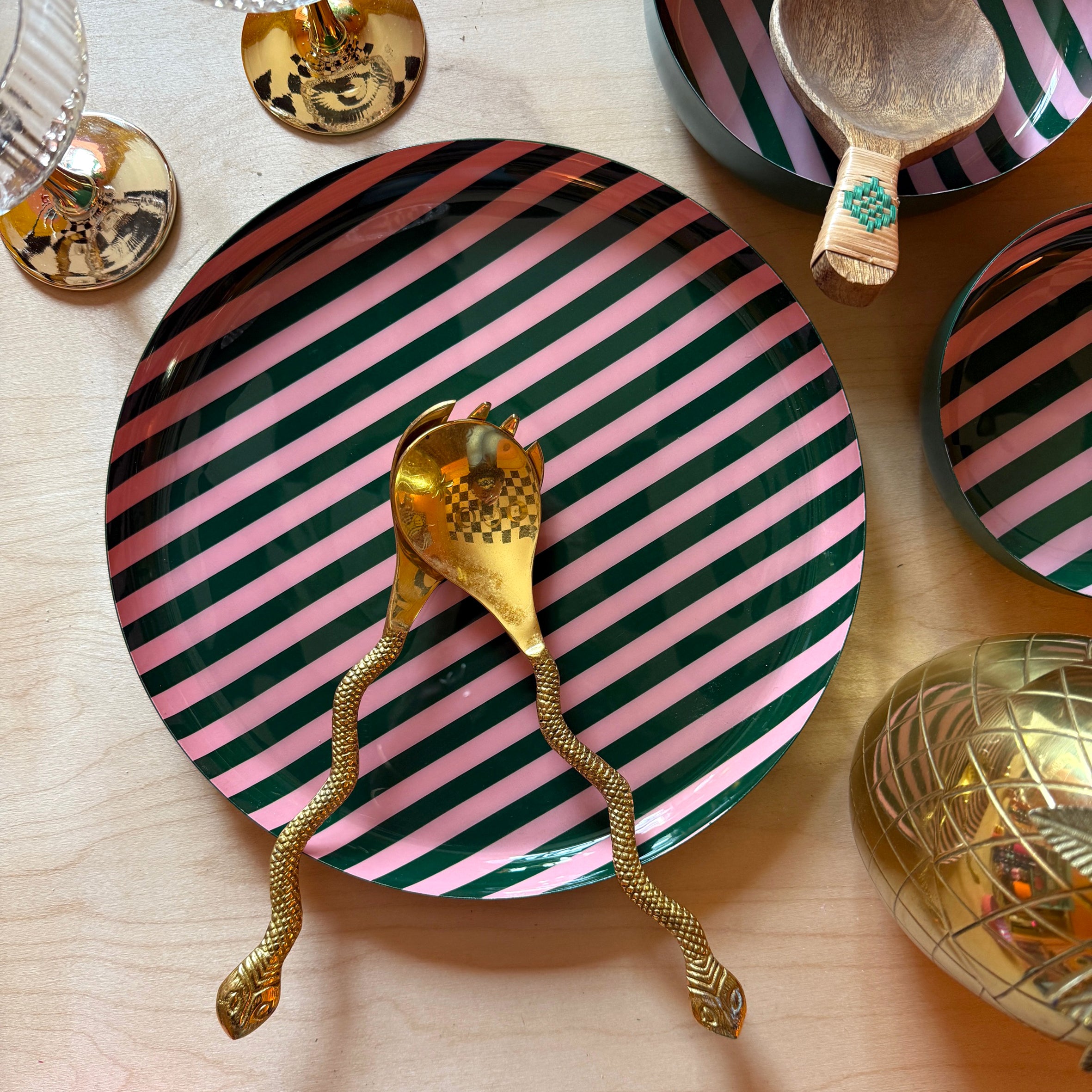 Large Circular Stripy Trays - 5 Colours Available