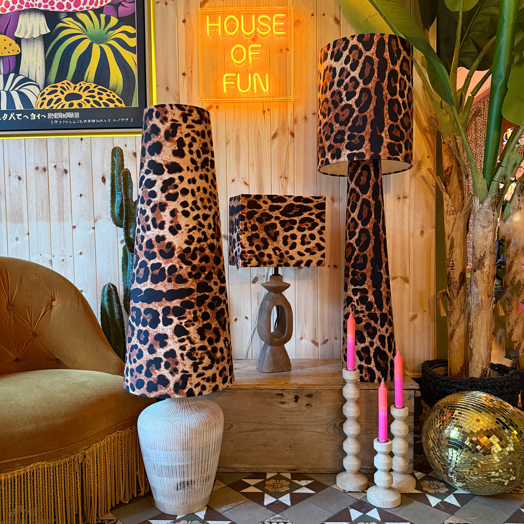 Handmade Velvet Portable lamps in Leopardess