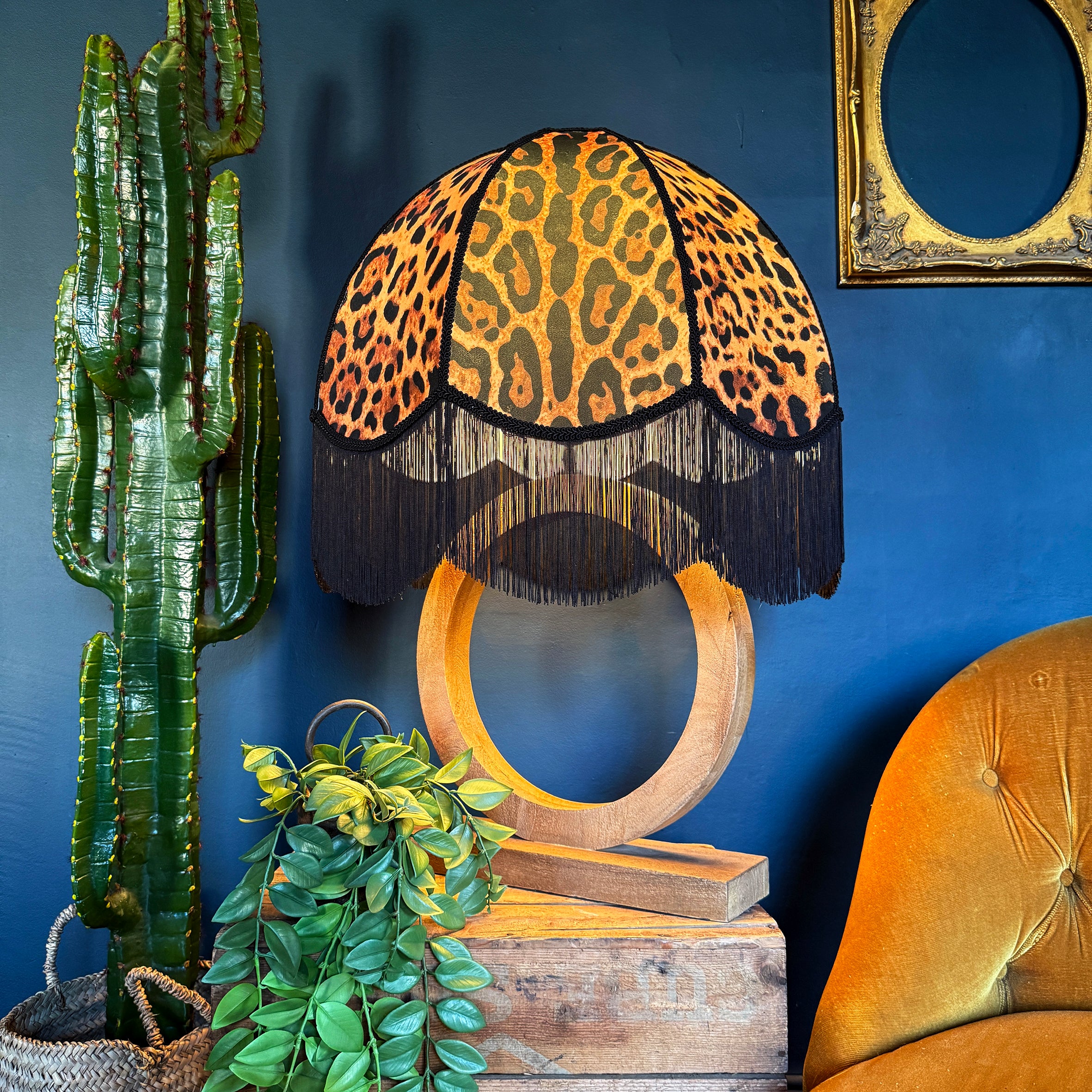Trixie – Fringed Velvet Lampshade in Leopardess Print | Light on