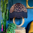 Trixie – Fringed Velvet Lampshade in Leopardess Print