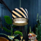 Liquorice Helter Skelter Velvet Lampshades With Fringing