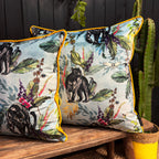 love frankie lithium deadly night shade cushion with yellow piped