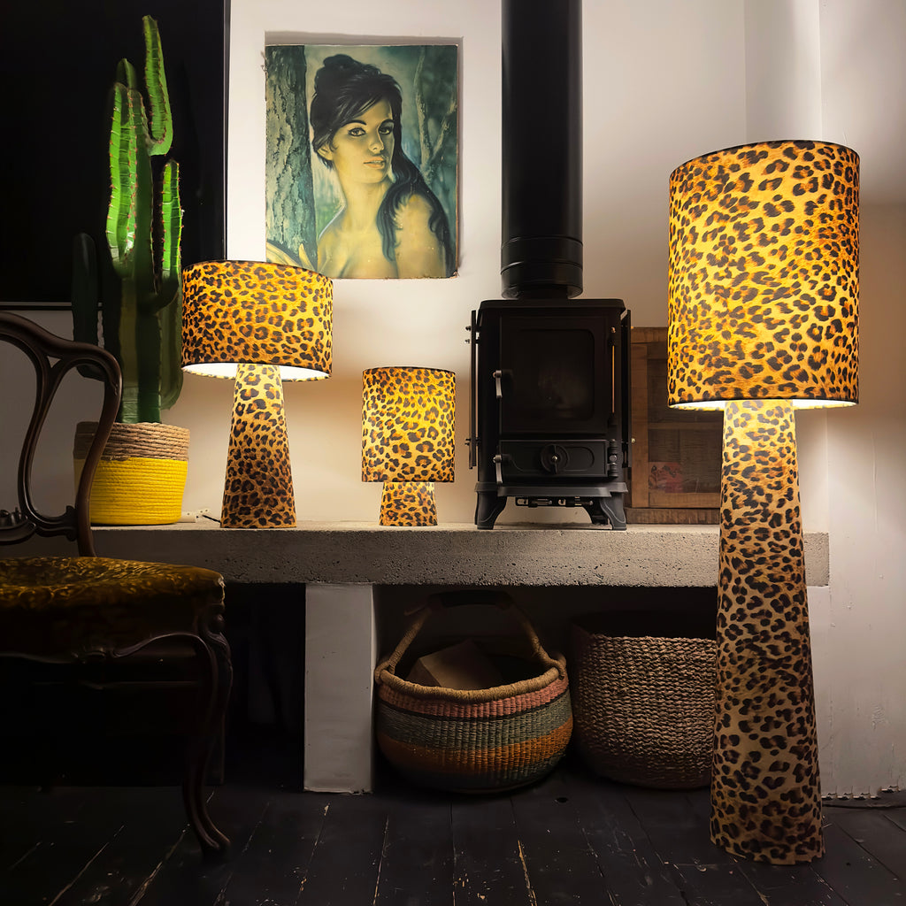 Handmade Luxe Leopard Print Retro Lamps from Love Frankie, shot at the home of Our Creative Director Johanna Franks