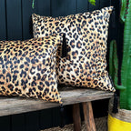 love Frankie luxe leopard velvet cushion with black tassels