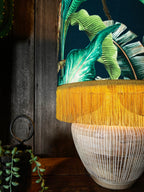 Magic Fruits Lampshade with Gold Lining and Gold Fringing- 14" x 10" - Close Up