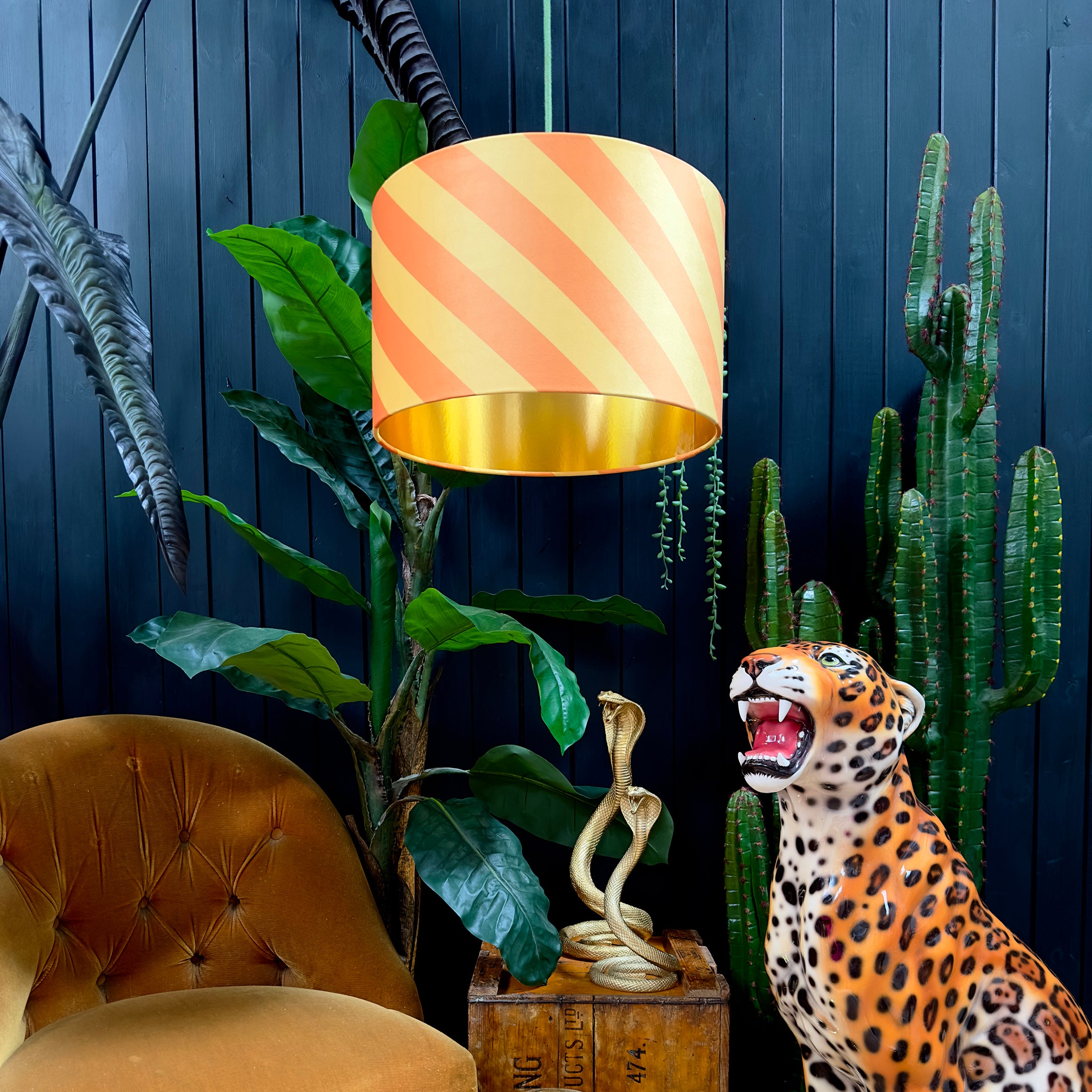 Marmalade Helter Skelter Velvet Lampshades With Gold Foil Lining