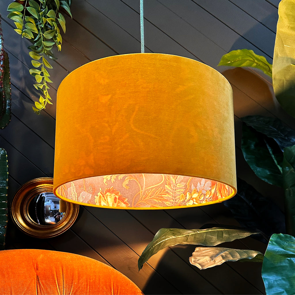 Love Frankie fire cracker midnight garden lampshade in butterscotch velvet