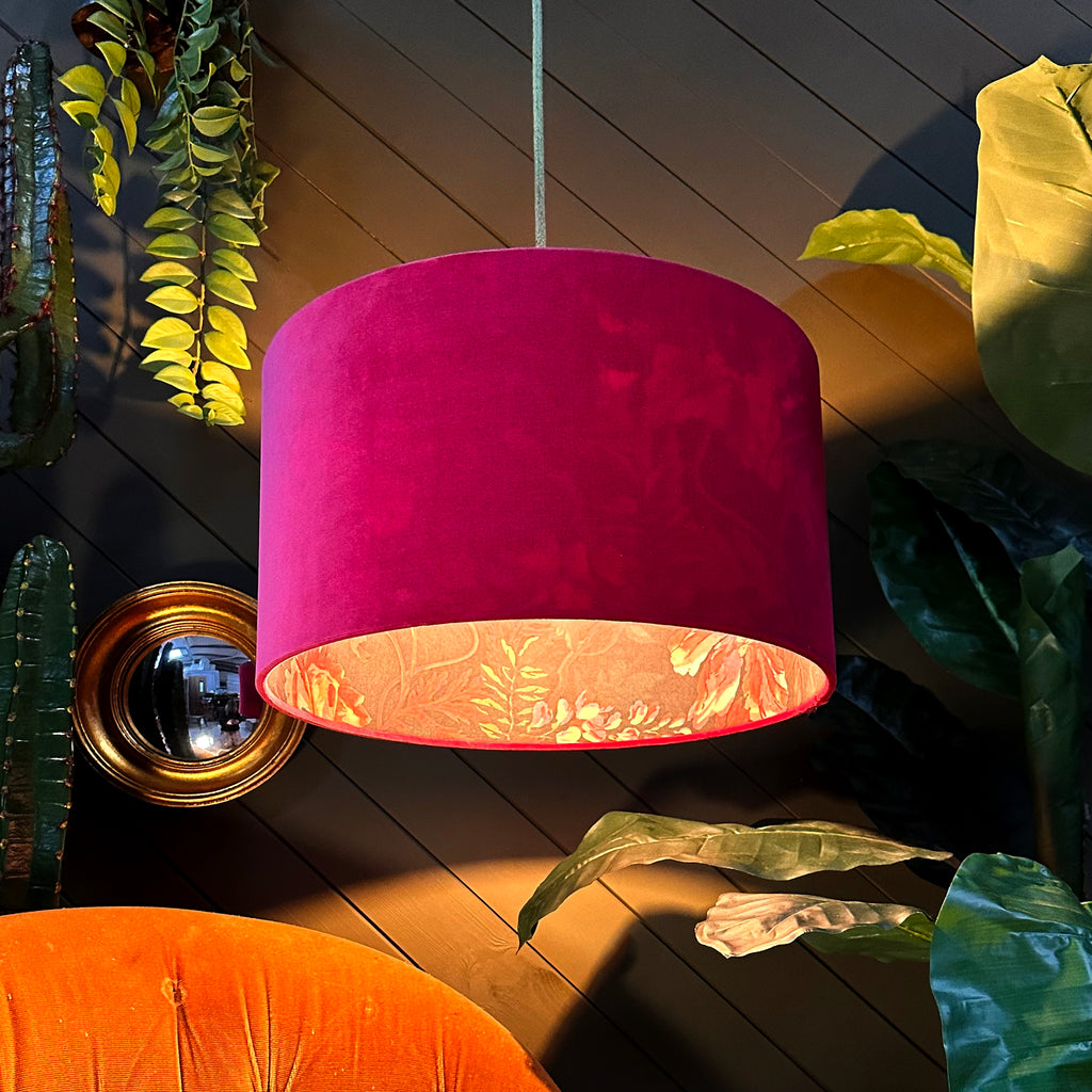 Love Frankie jam tart midnight garden lampshade in raspberry velvet