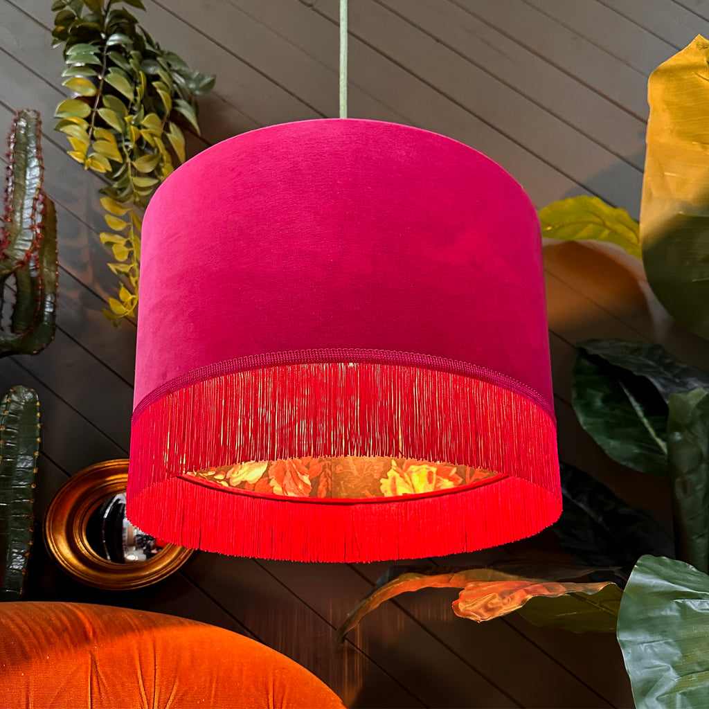 Love Frankie midnight garden jam tart lampshade in raspberry velvet