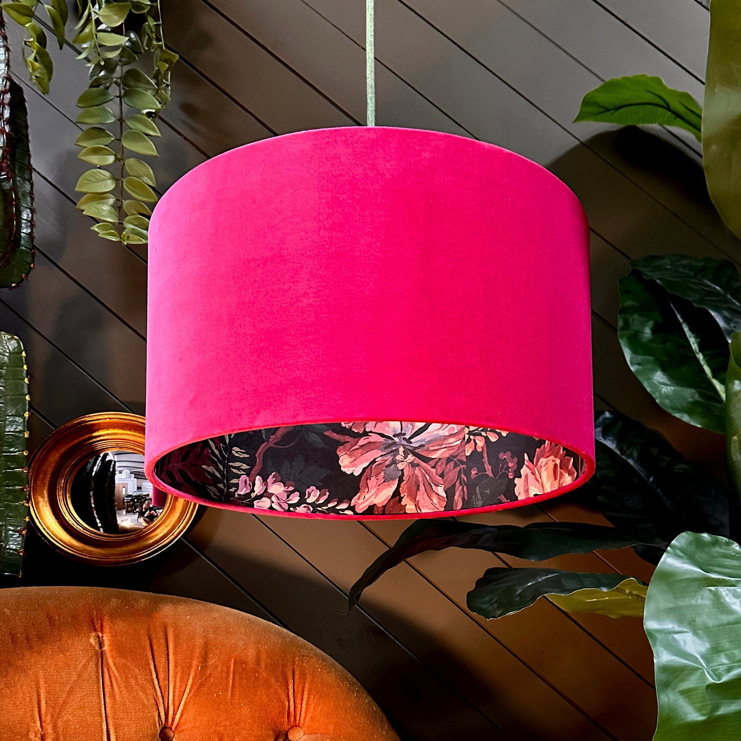 Love Frankie jam tart midnight garden lampshade in raspberry velvet