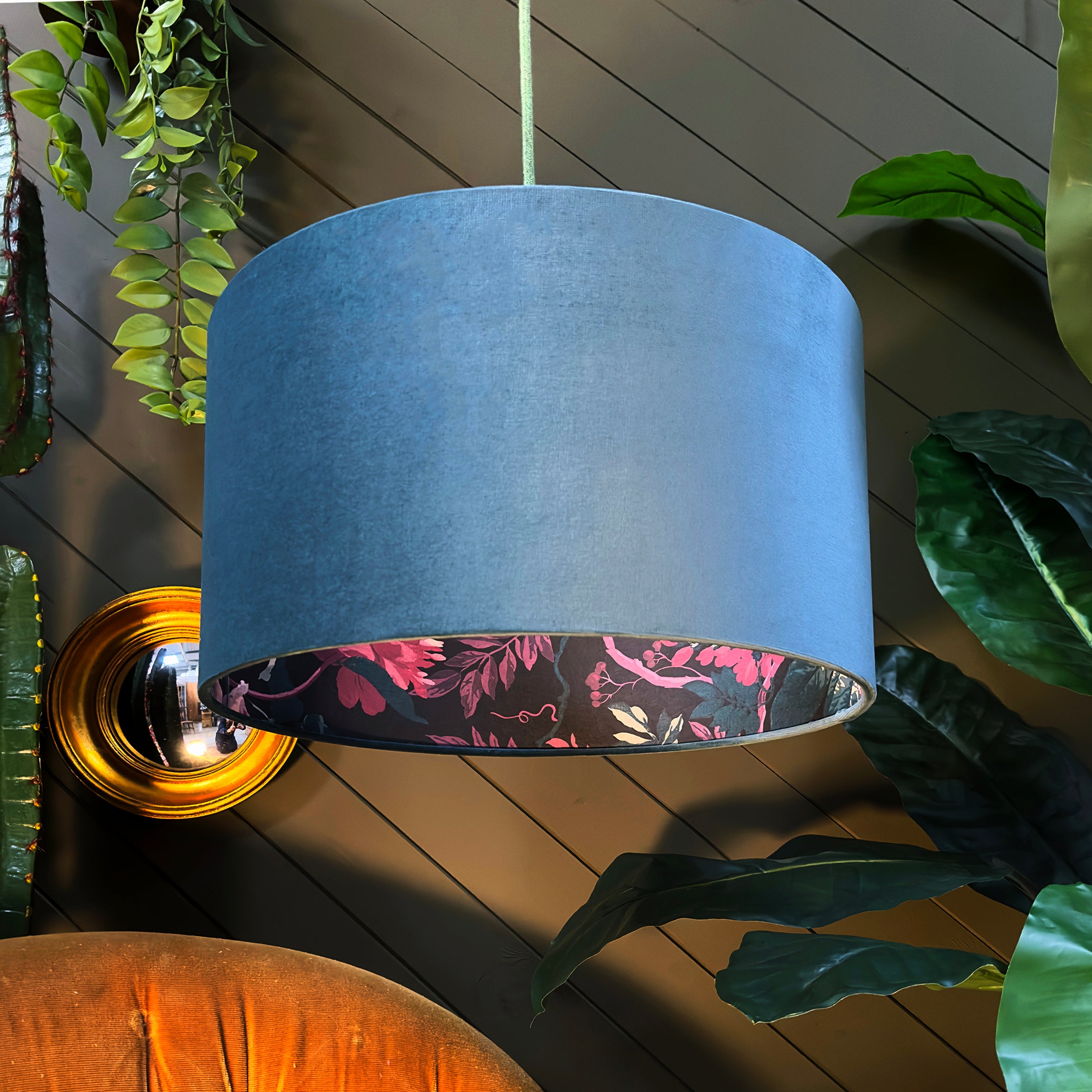 Love Frankie midnight garden night shade lampshade in flint velvet