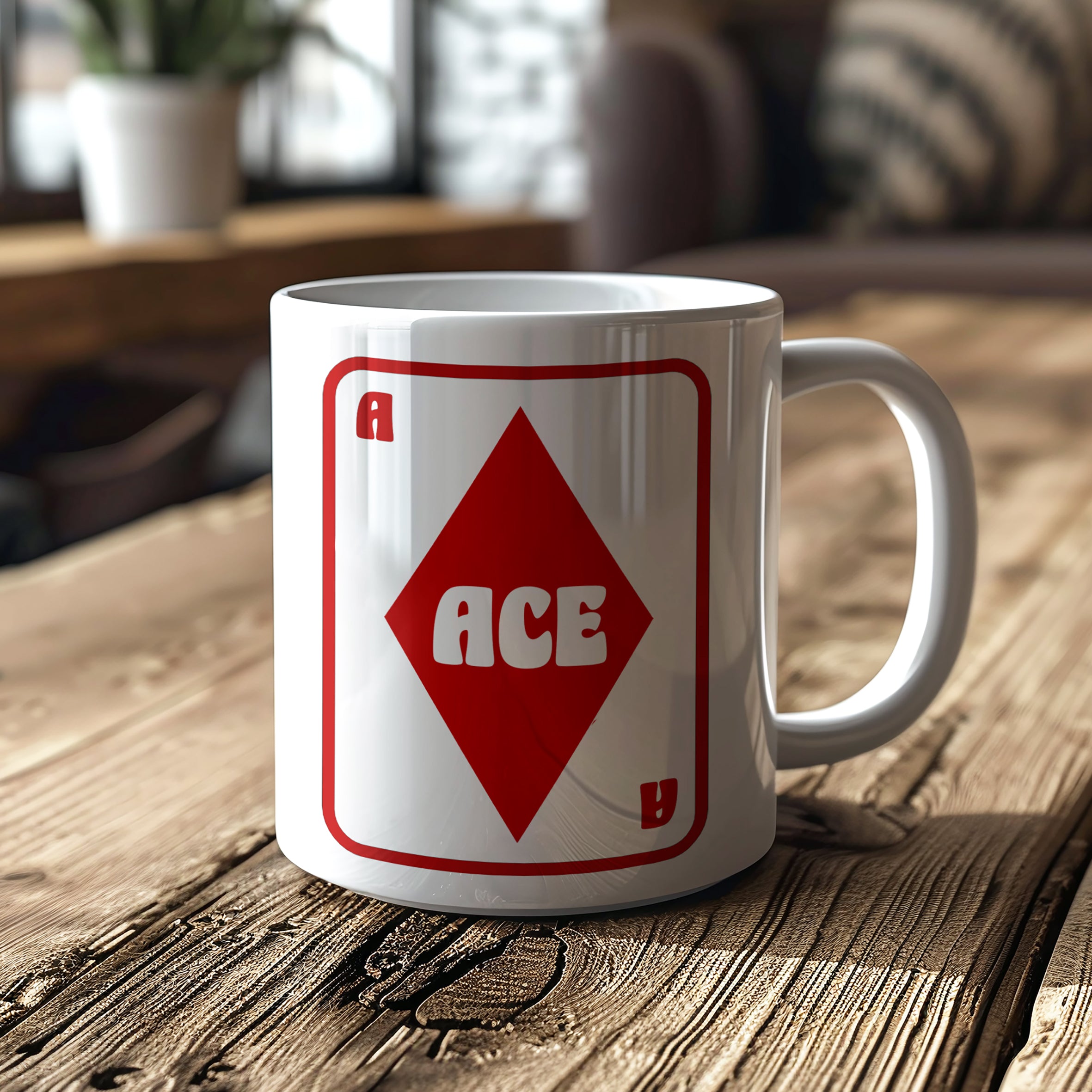 "You are Ace" Playing Cards Mug. Ace of Diamonds. Designed by Love Frankie and printed in the UK.