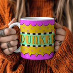 "Biscuit Dunker" Pink and Orange Mug. Designed by Love Frankie and printed in the UK.
