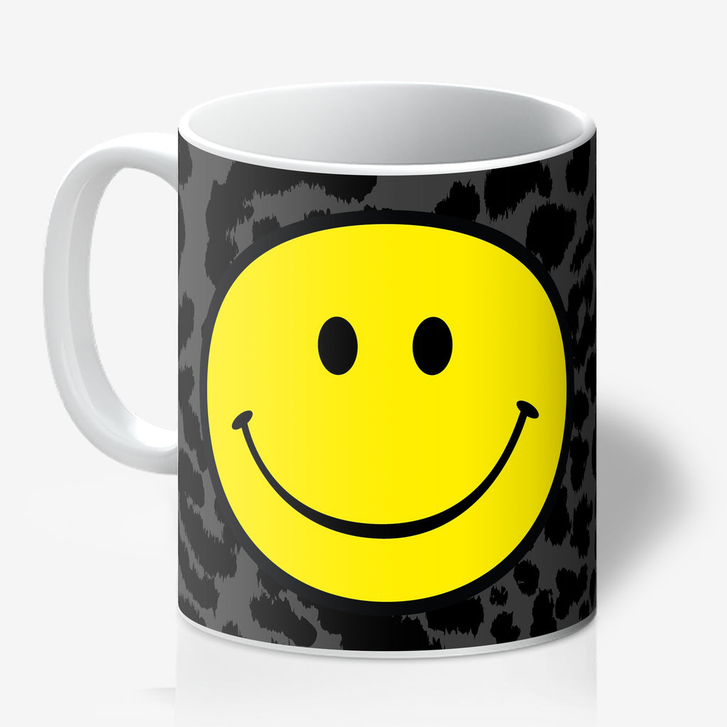 Grey & Black Leopard Print Smiley face Mug - Love Frankie