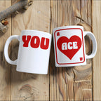 "You are Ace" Playing Cards Mug. Ace of Hearts. Designed by Love Frankie and printed in the UK.