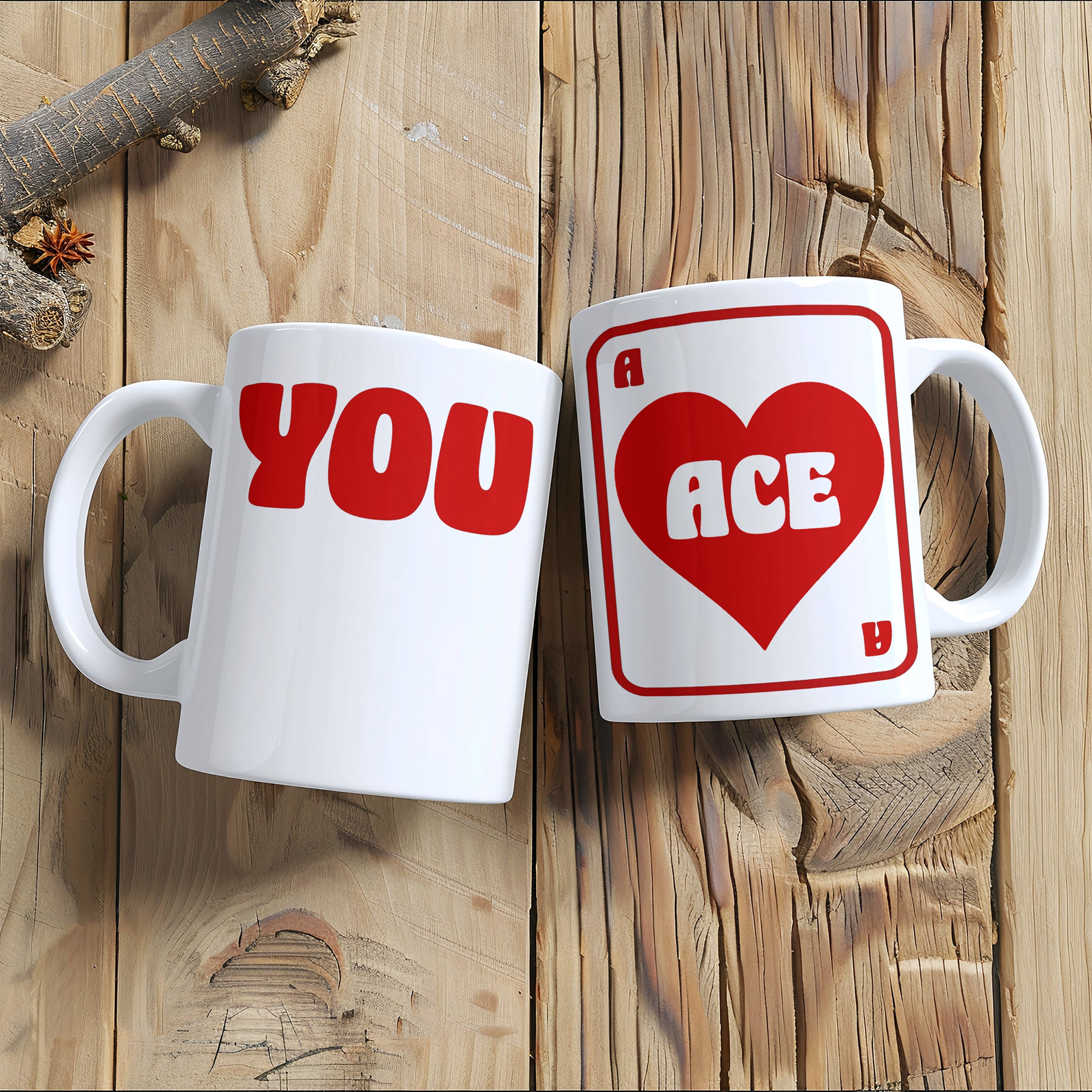 "You are Ace" Playing Cards Mug. Ace of Hearts. Designed by Love Frankie and printed in the UK.
