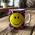 Pink Leopard Print Smiley face Mug - Love Frankie