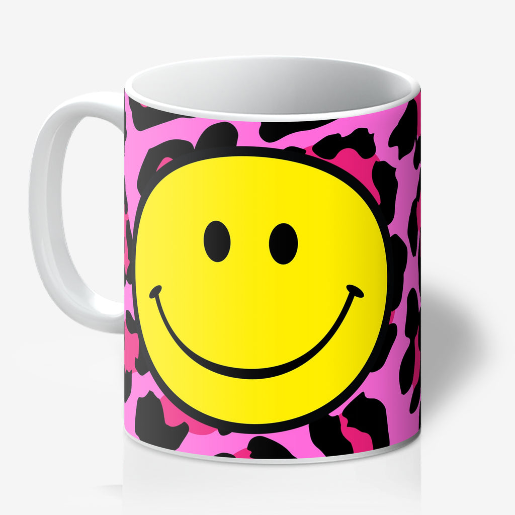 Pink Leopard Print Smiley face Mug - Love Frankie