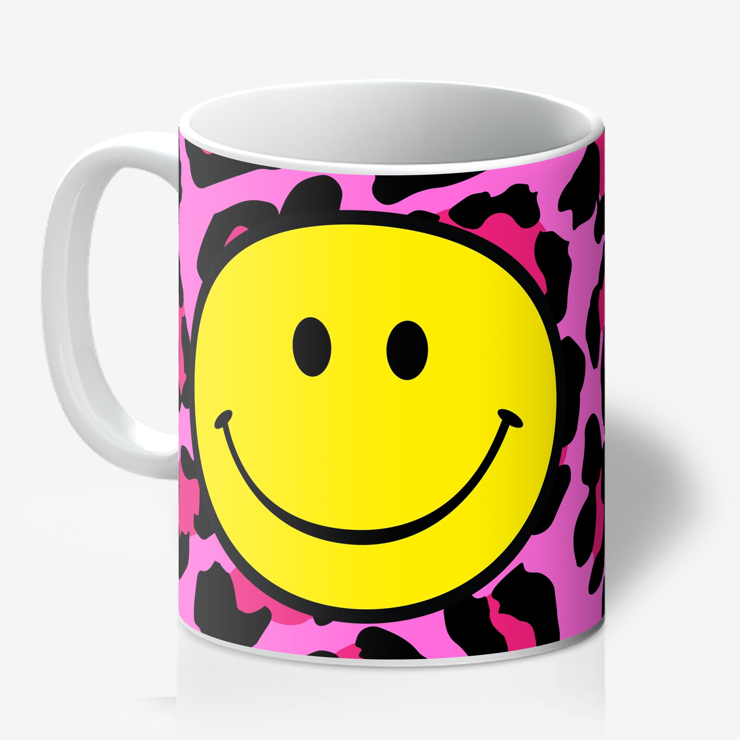 Pink Leopard Print Smiley face Mug - Love Frankie