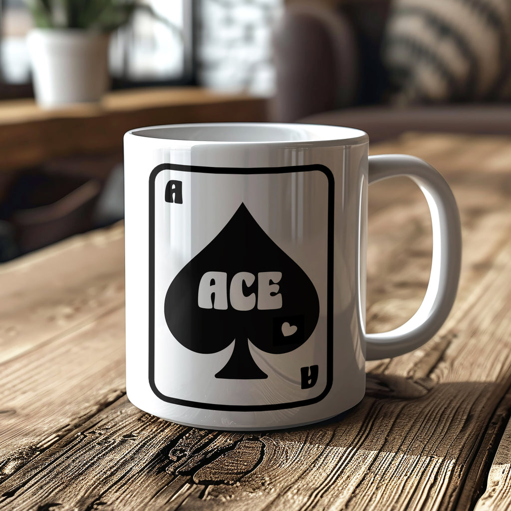 "You are Ace" Playing Cards Mug. Ace of Spades Designed by Love Frankie and printed in the UK.