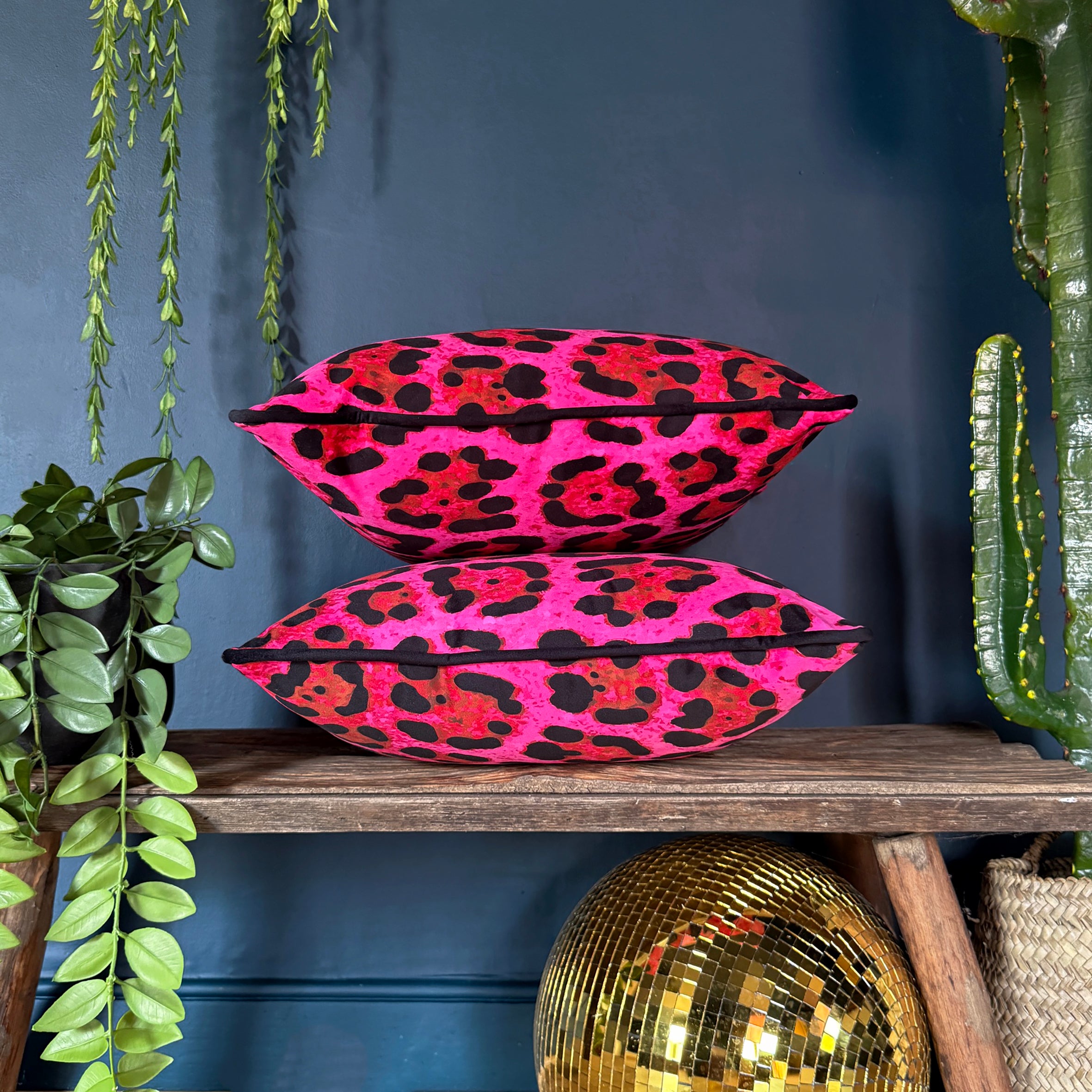 Pink Neon Leopard Print Cushions