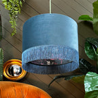 Love Frankie nightshade midnight garden fringed lampshade in flint velvet