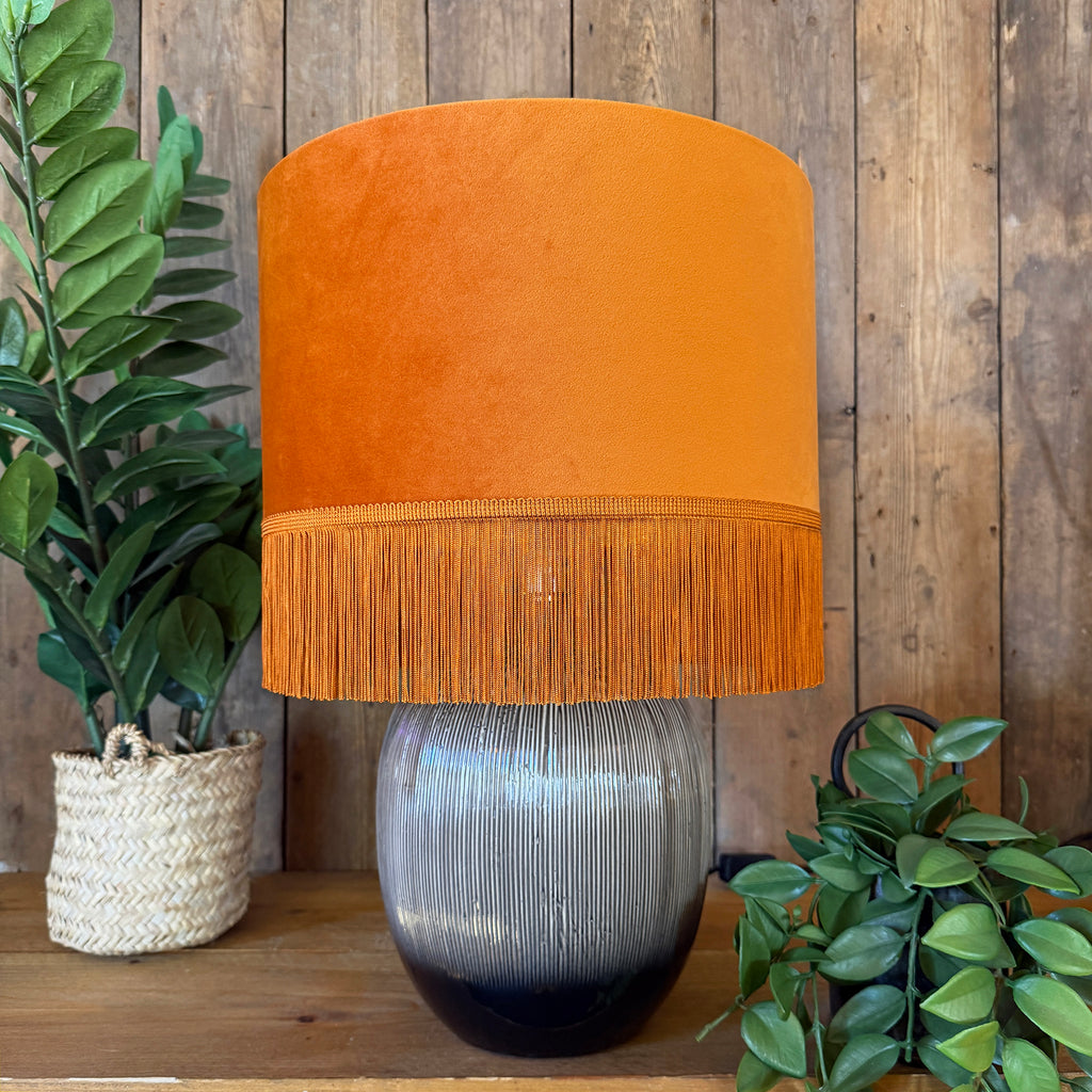 Ridged Table Lamp in Ombre Ebony