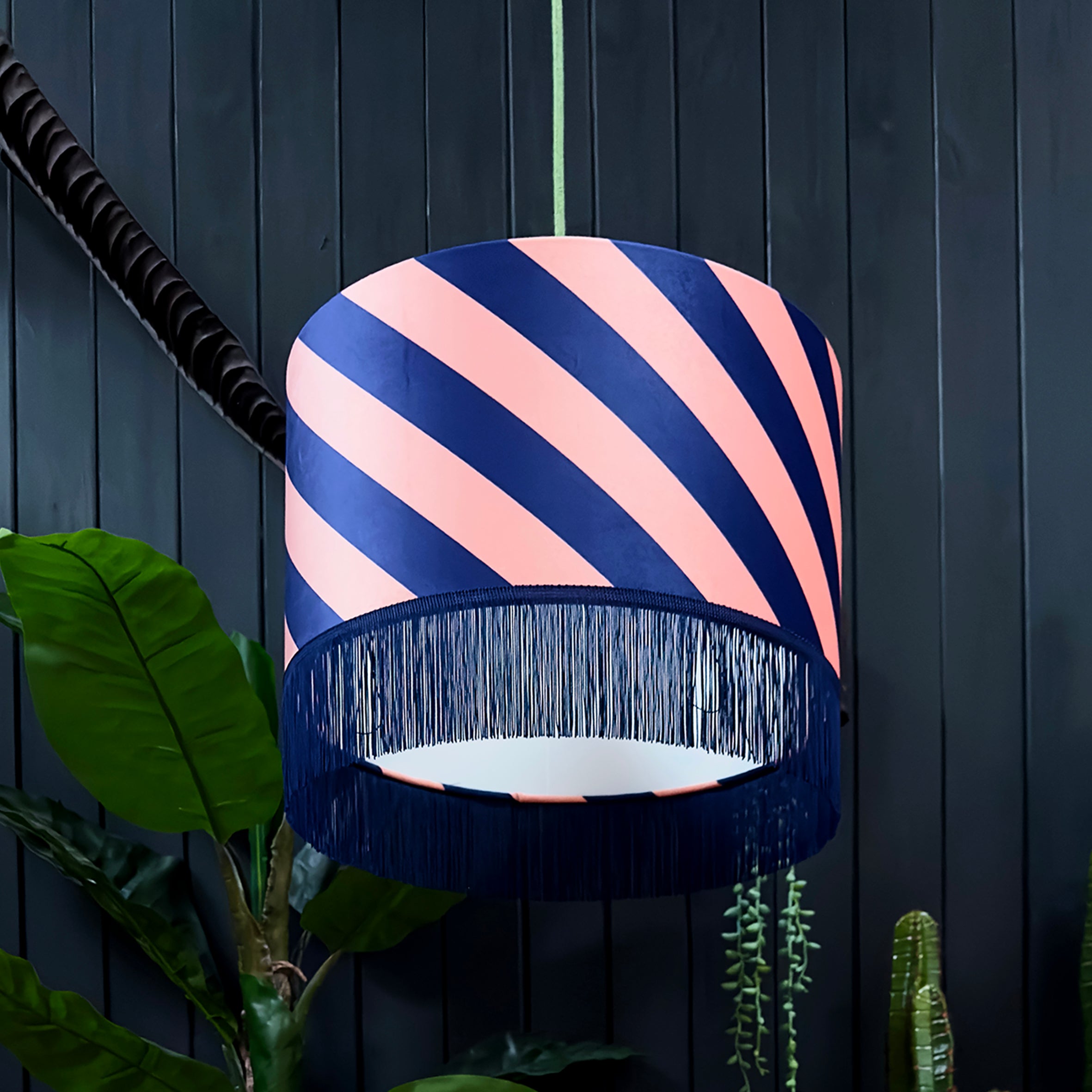 Circus Stripes Monochrome Lampshade With Gold Lining - 25cm