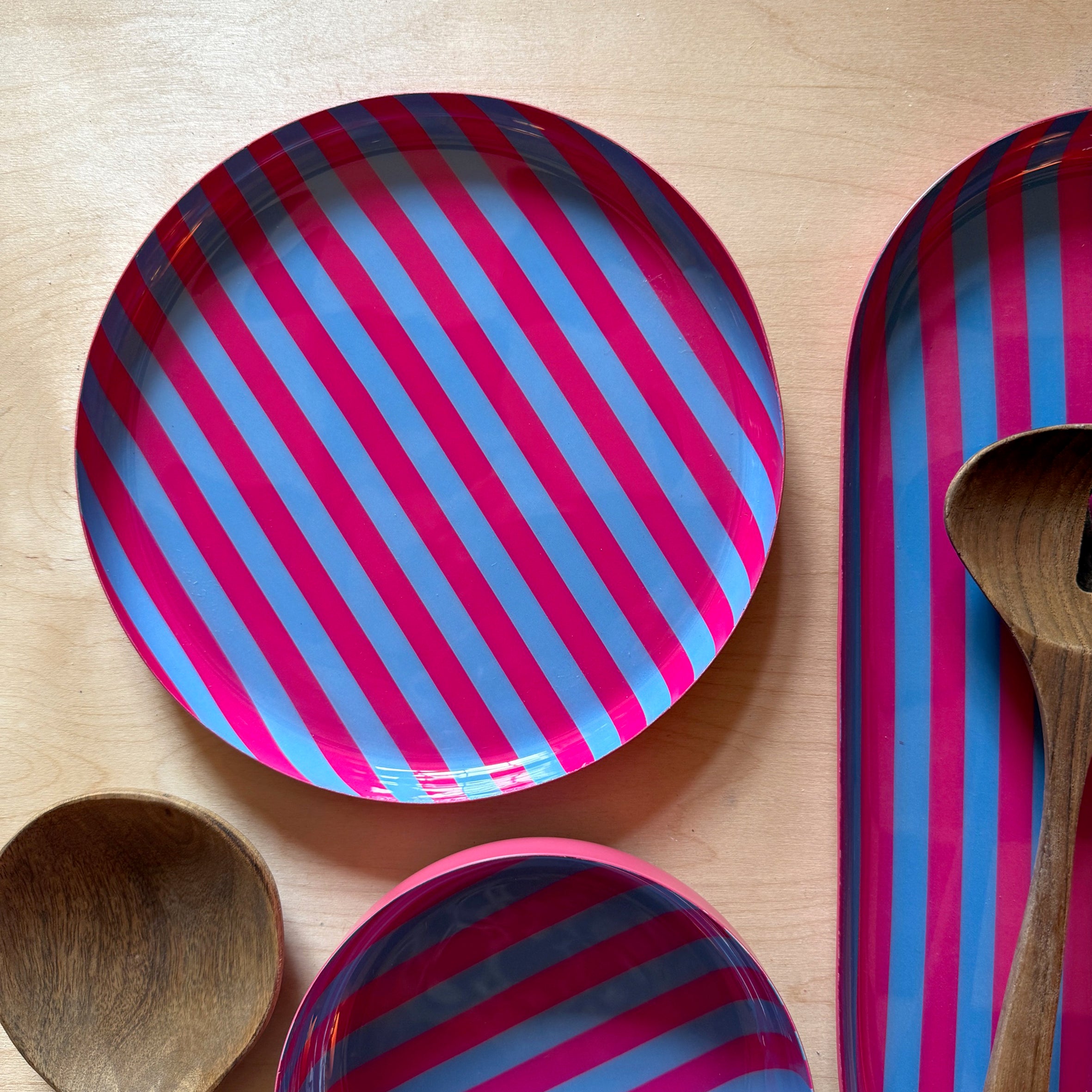 Medium Stripy Plates - 5 Colours Available