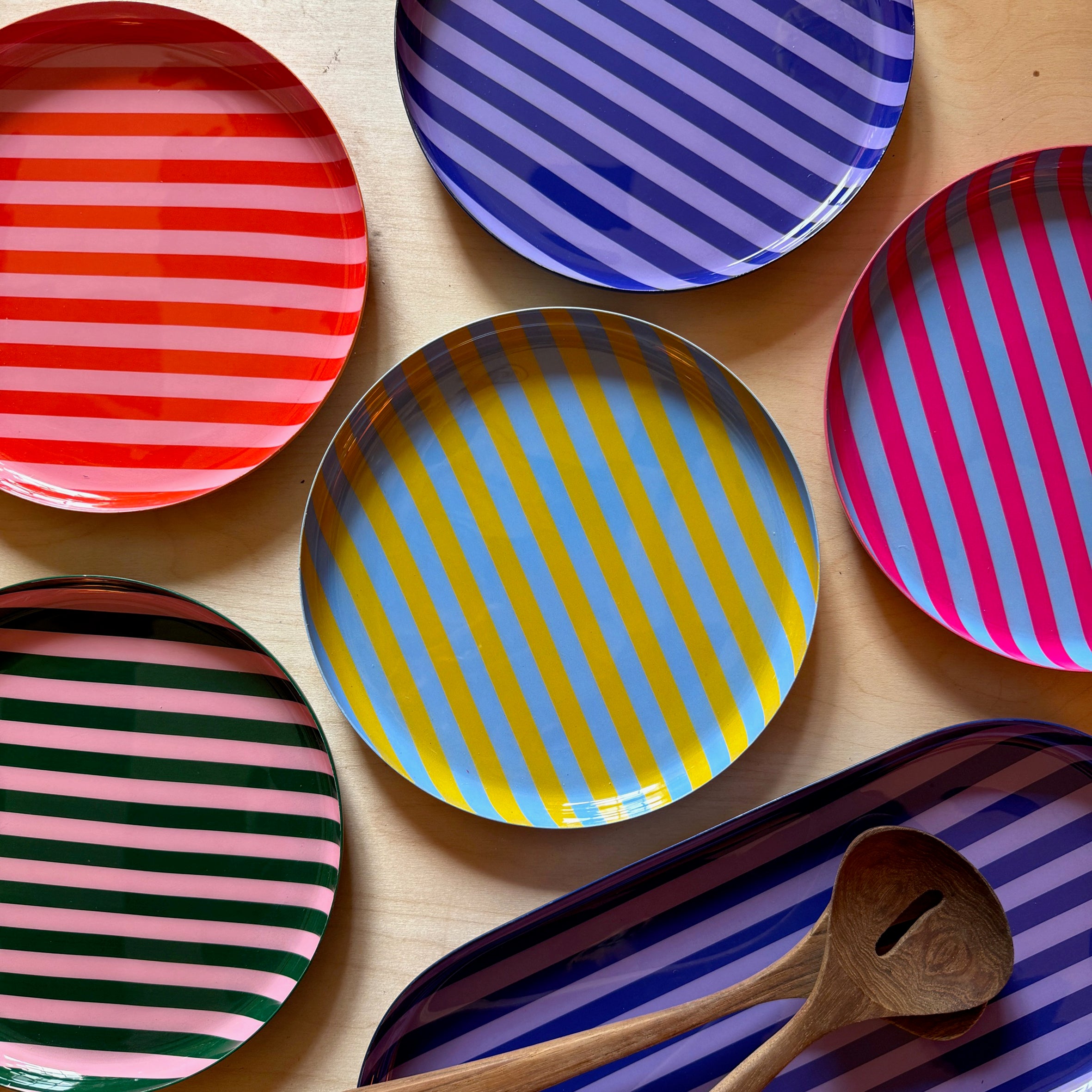 Medium Stripy Plates - 5 Colours Available