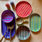 Large Stripy Oval Trays - 5 Colours Available