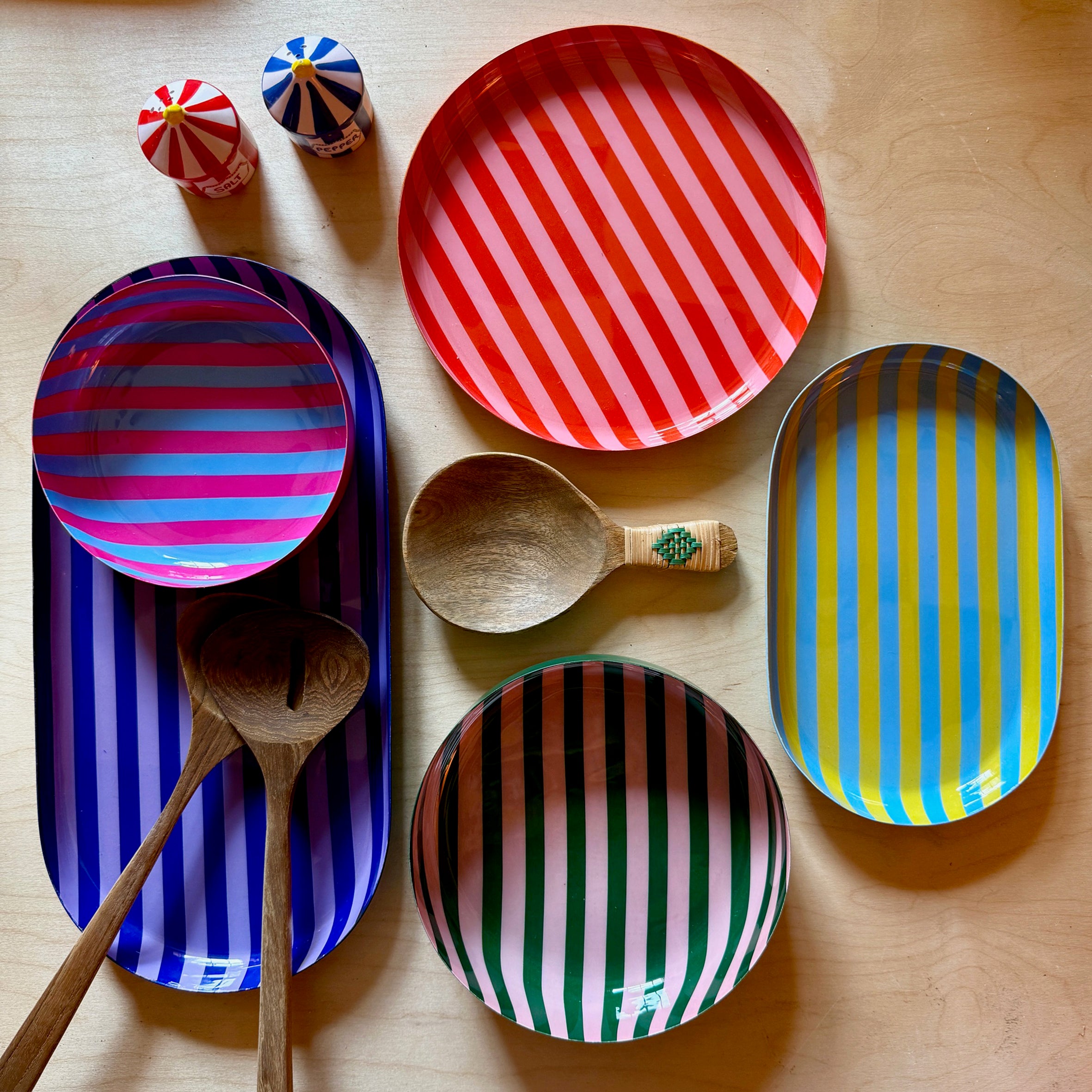 Medium Stripy Plates - 5 Colours Available