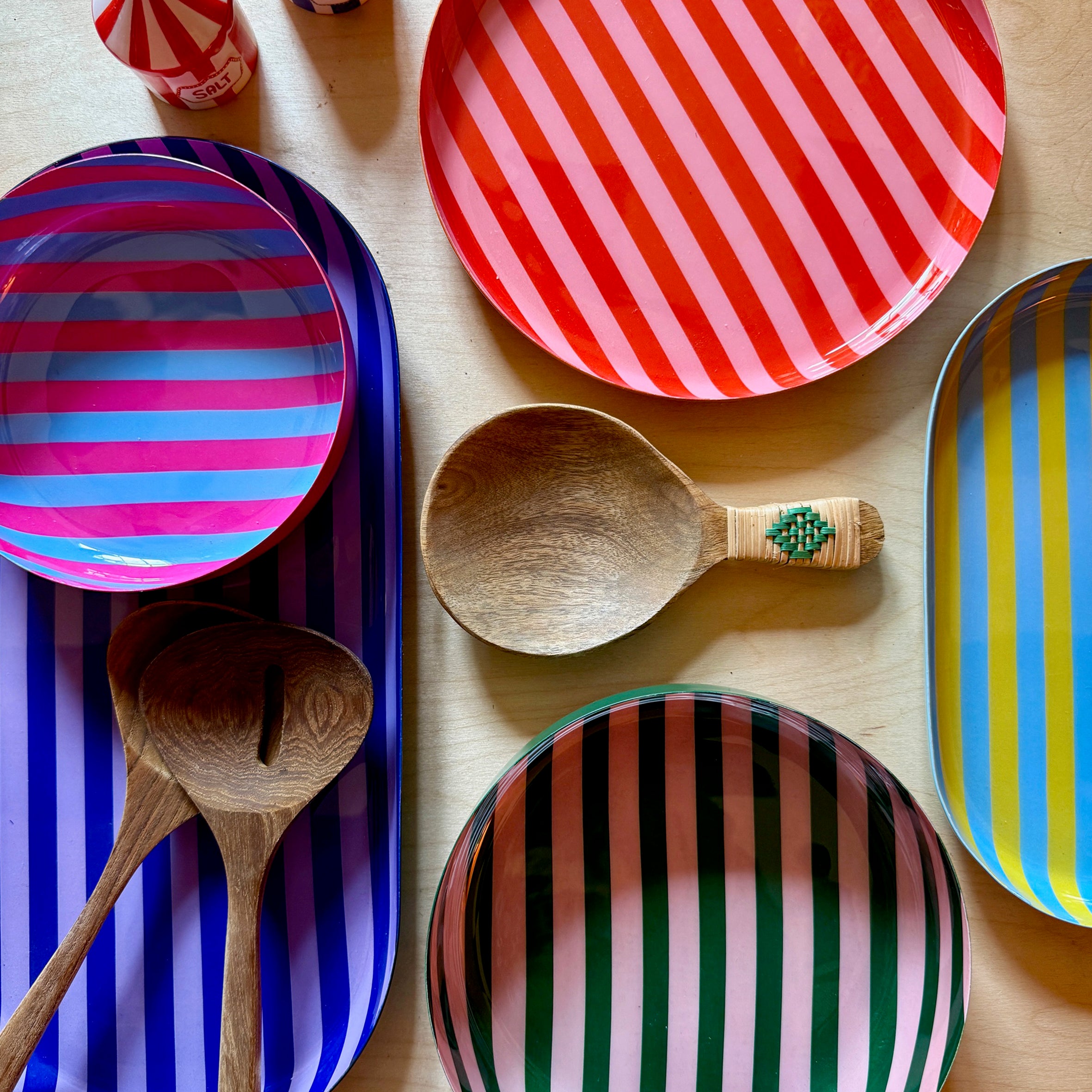 Medium Stripy Plates - 5 Colours Available