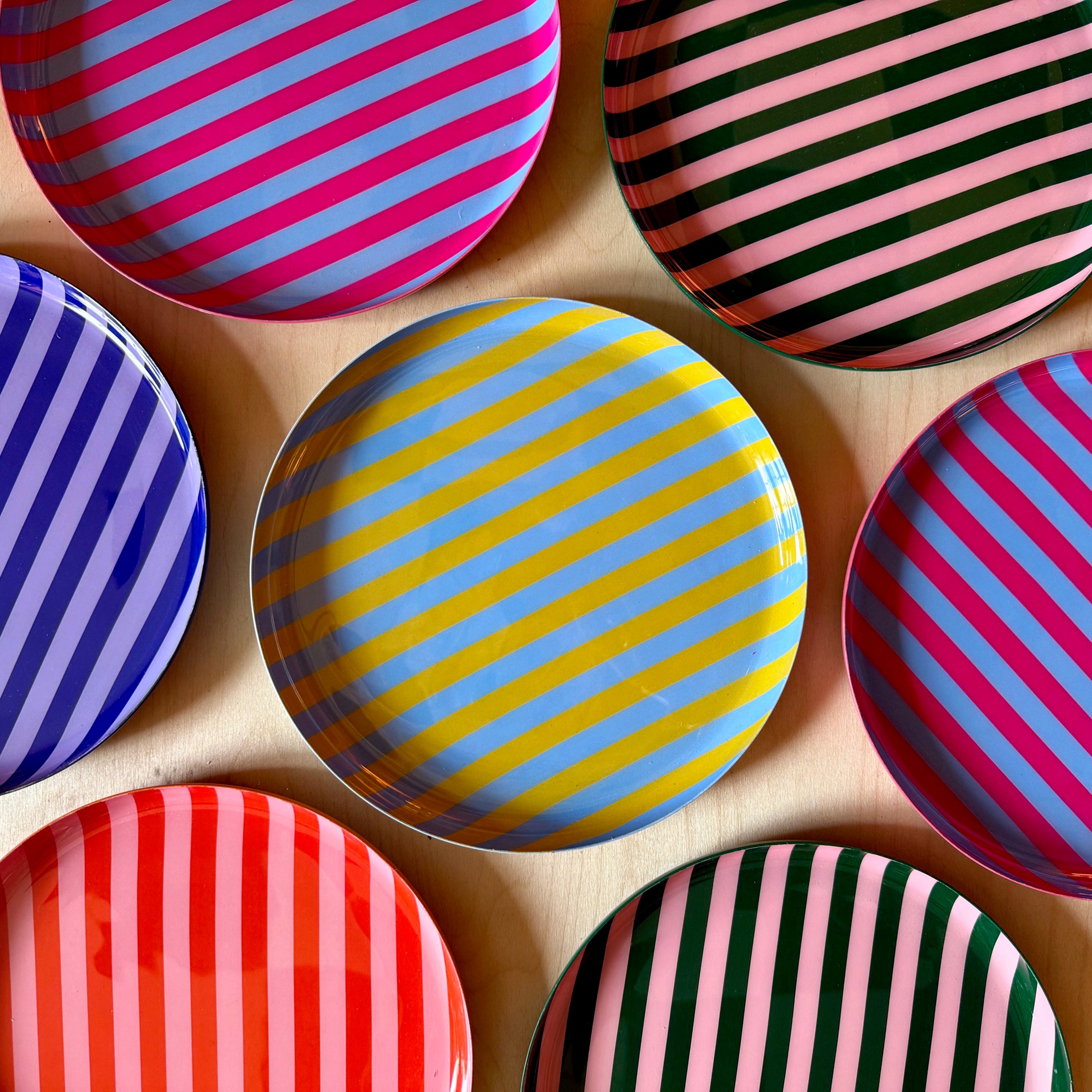 Medium Stripy Plates - 5 Colours Available
