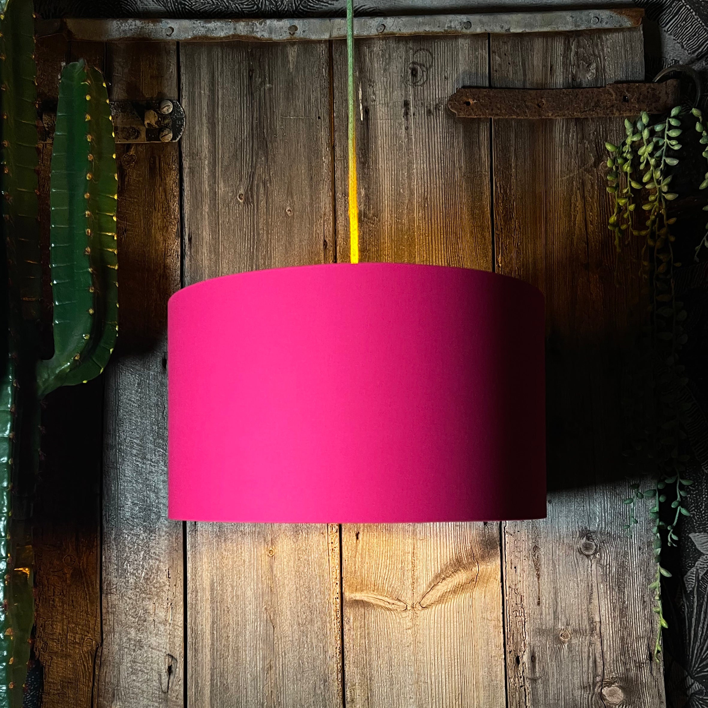 Pomegranate Pink Cotton Lampshade With Copper Foil Lining