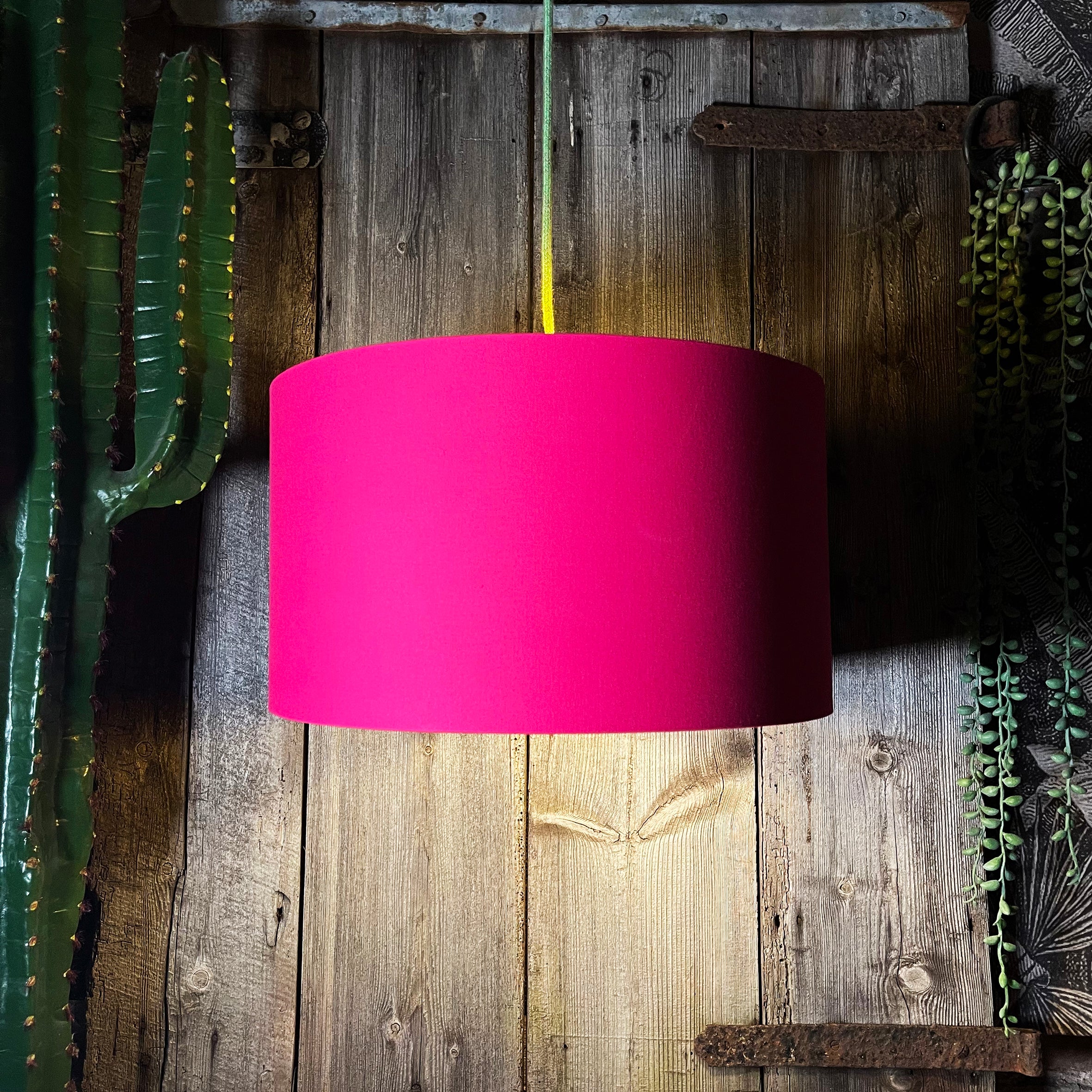 Pomegranate Pink Cotton Lampshade With Gold Lining