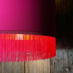 Pomegranate Pink Lampshade with Copper Foil Lining & Pink Fringing