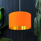 love Frankie cotton lampshade in pumpkin with gold lining